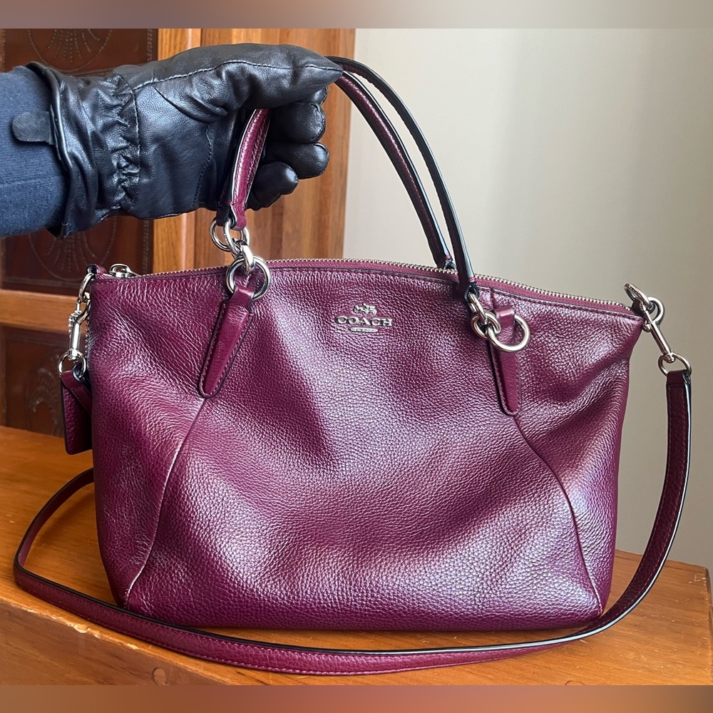 Coach Plum Maroon Pebble Leather Bag